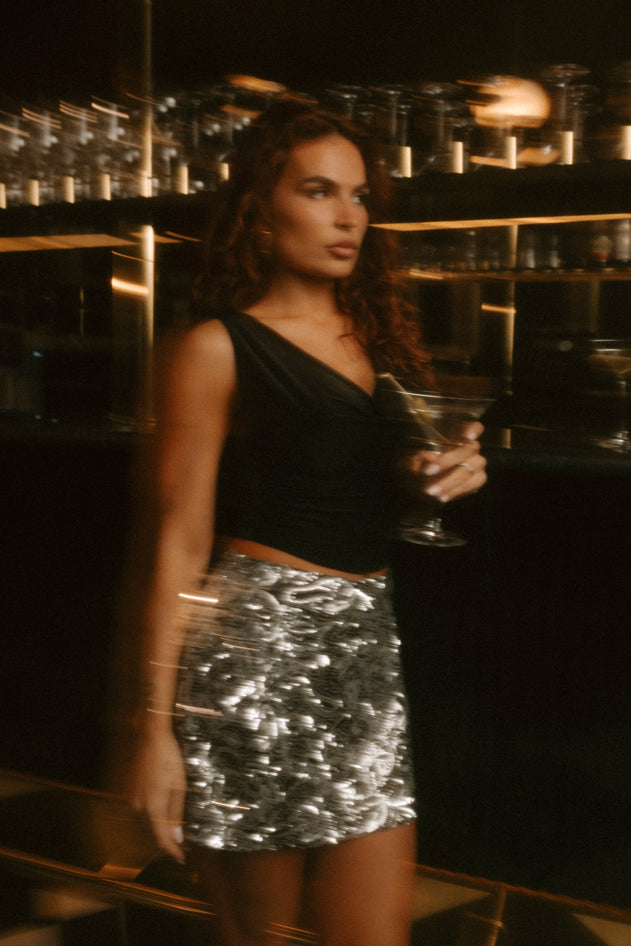 Alix Sequins Wrap Minirok Zilver