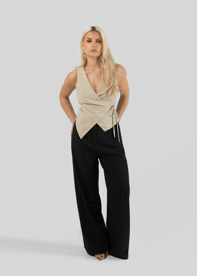 Chloe Double Breasted Linen Vest