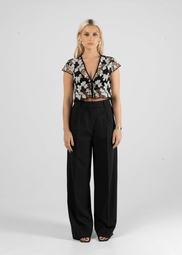 Liv Lace Blouse Zwart & Wit