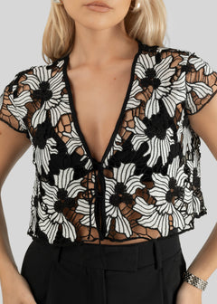 Liv Lace Blouse Zwart & Wit