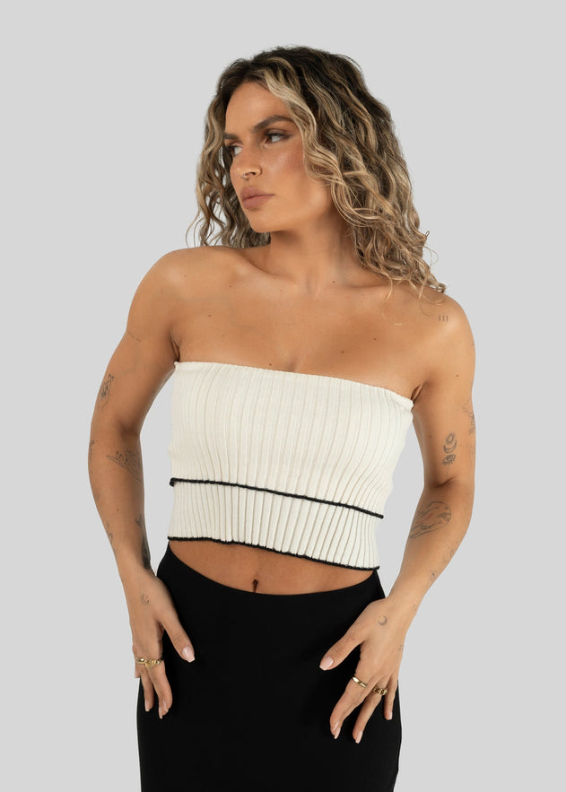 Giselle Bandeau Knitted Top Wit