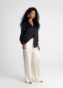Midnight Satijnen Blouse Zwart