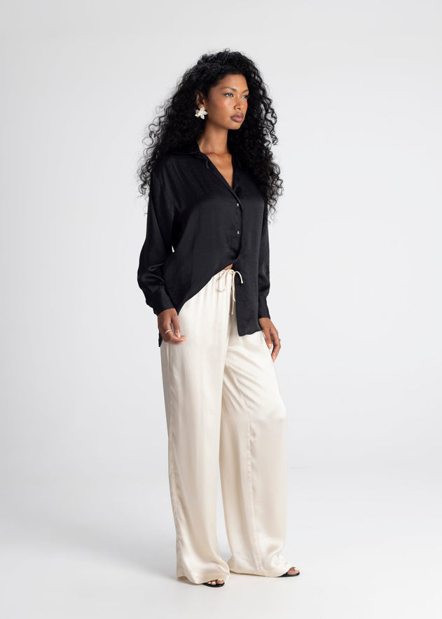 Midnight Satijnen Blouse Zwart