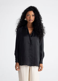 Midnight Satijnen Blouse Zwart
