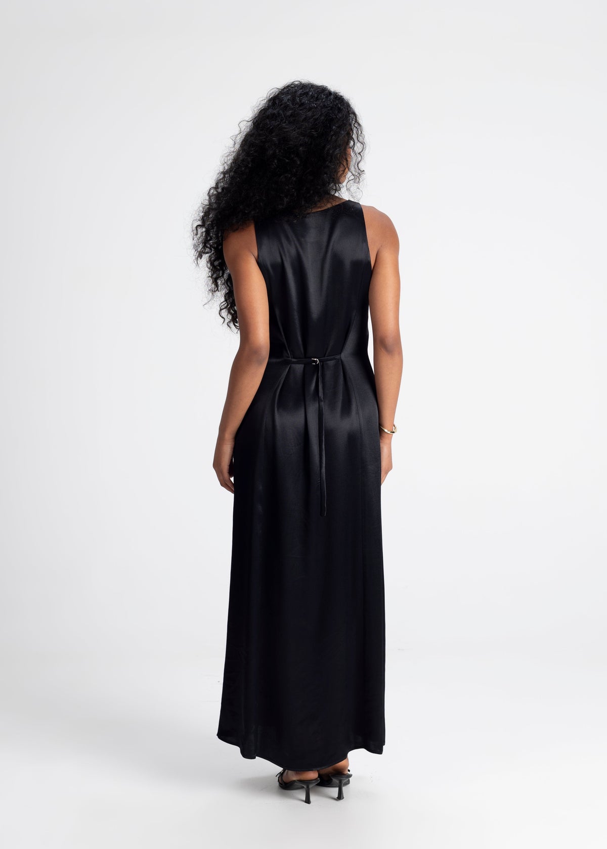 Elena Satin Jurk Zwart