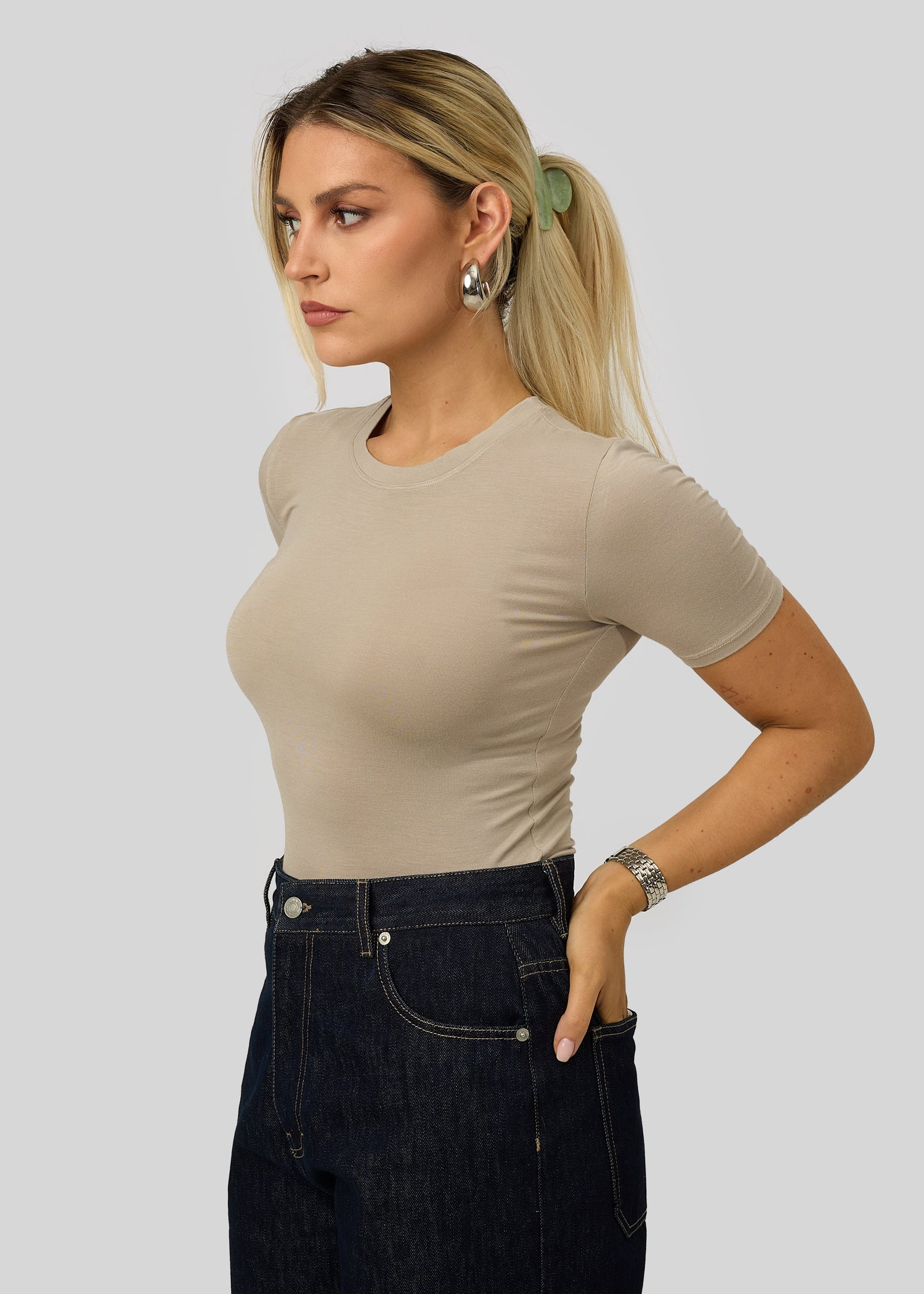 90’s Fitted T-Shirt Stone Beige