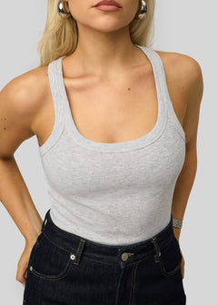 Jimmy Scoop-Neck Ribbed Tank Top Grey