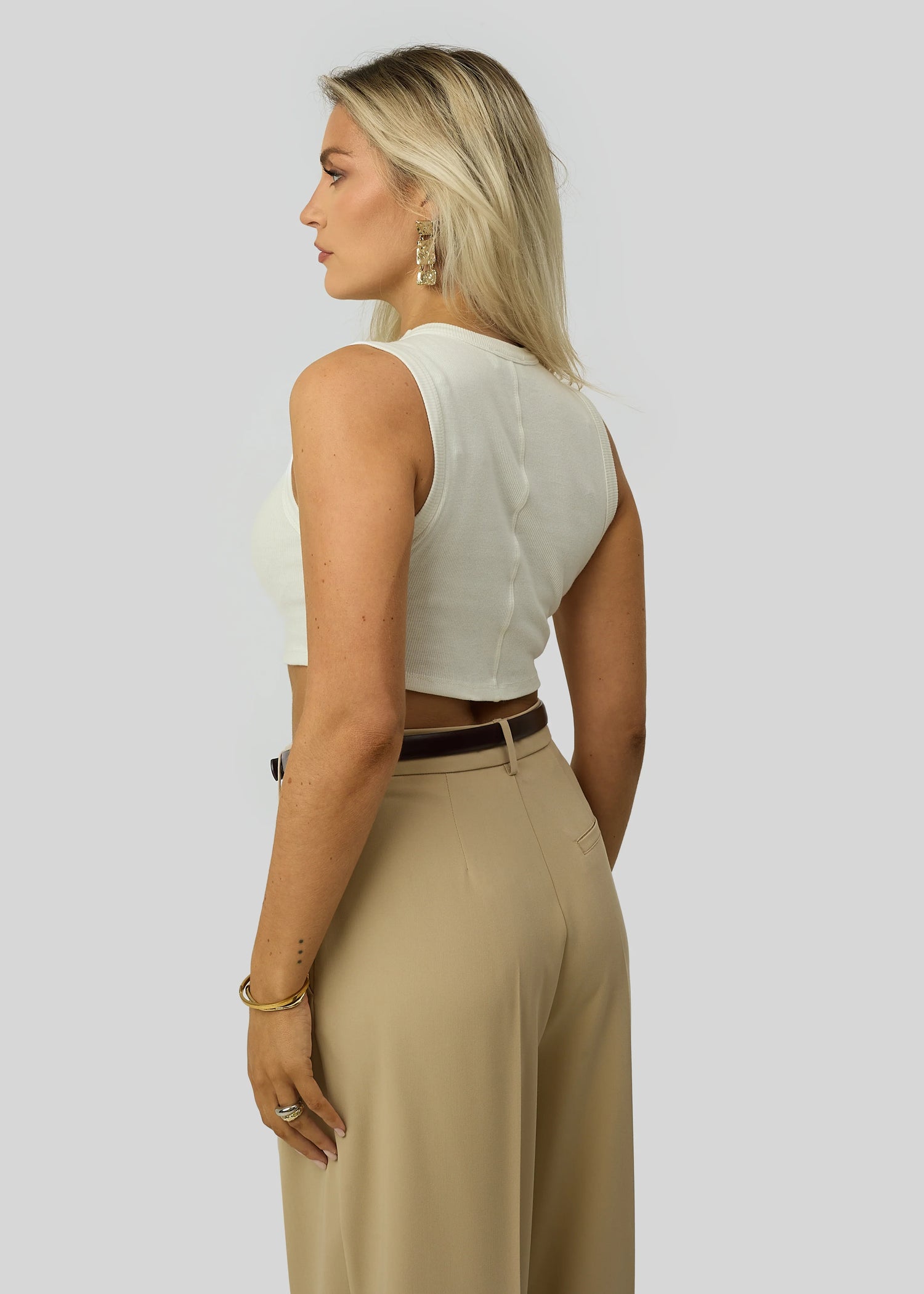 Kurt High-Neck Cropped Tank Top White