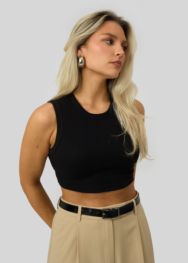 Kurt High-Neck Cropped Tank Top Black