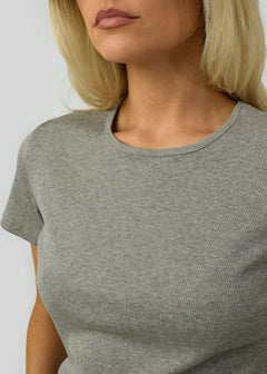 Classic Loose Ribbed T-Shirt Grey