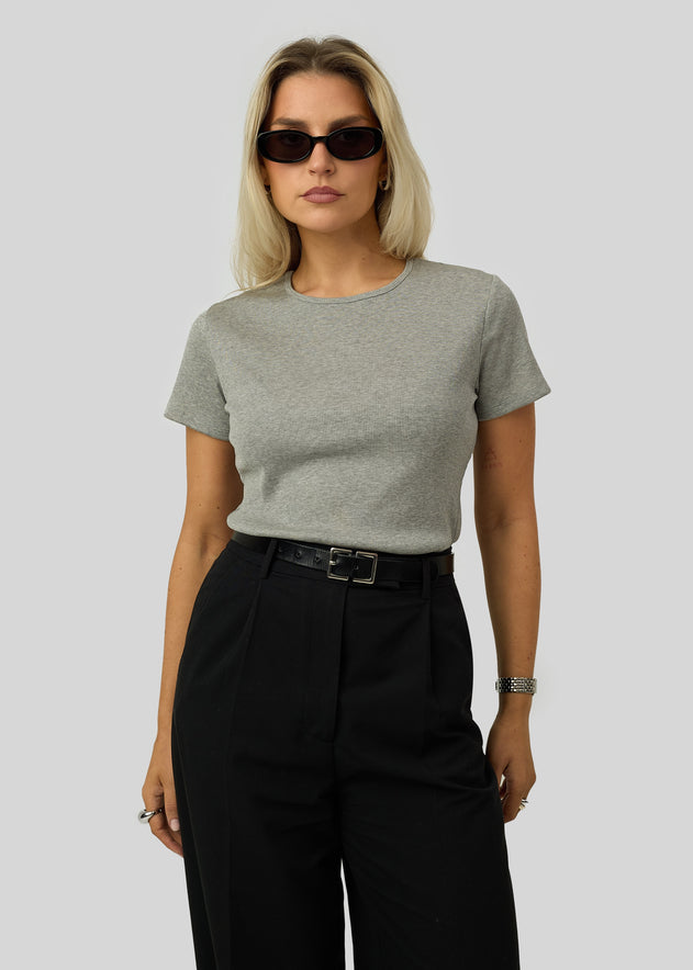 Classic Loose Rib T-shirt Grijs