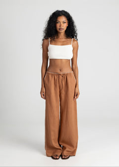 Mai Loose Linnen Broek Terracotta