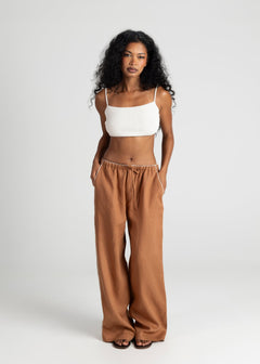 Mai Loose Linnen Broek Terracotta