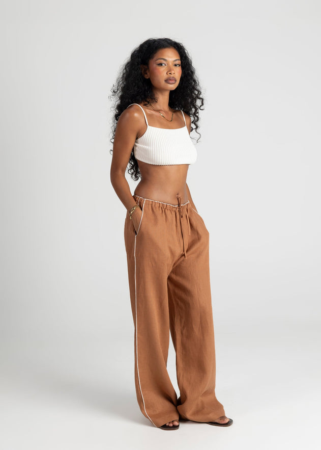 Mai Loose Linnen Broek Terracotta