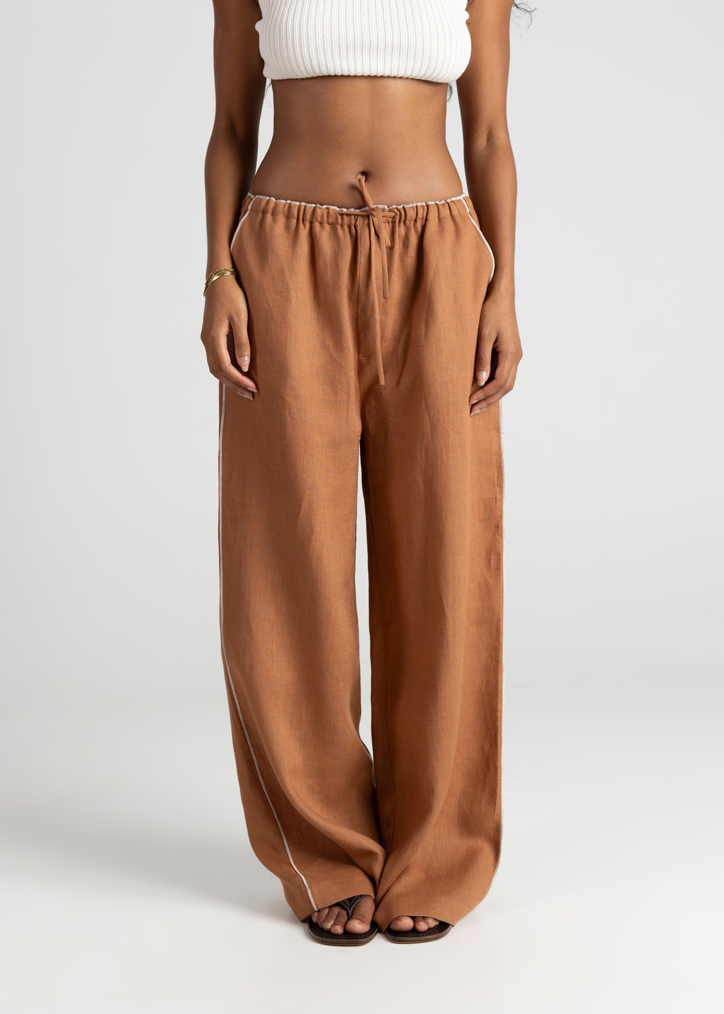 Mai Loose Linnen Broek Terracotta