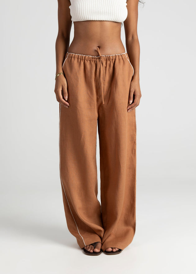 Mai Loose Linnen Broek Terracotta
