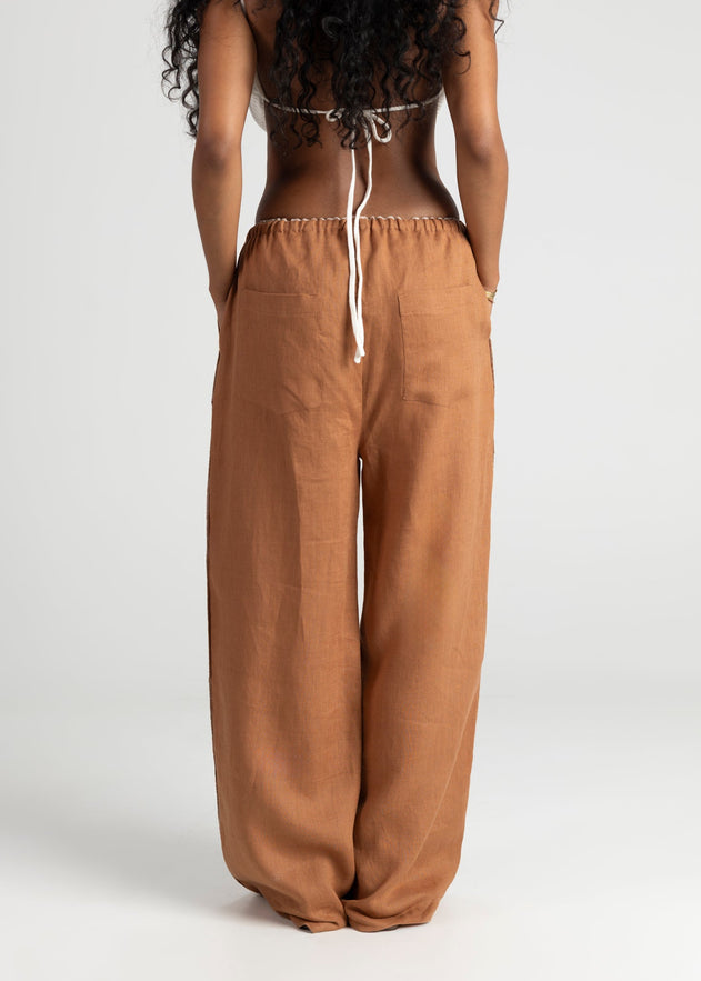 Mai Loose Linnen Broek Terracotta