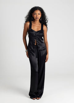 Giulia Satin Corset Top Black