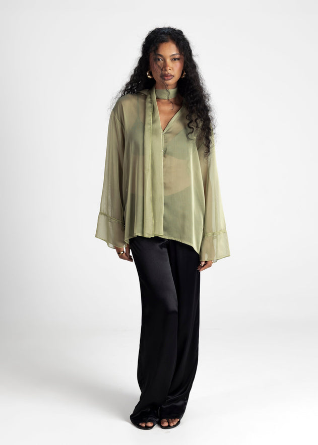 Haze Sheer Blouse Groen