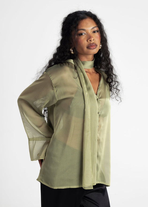 Haze Sheer Blouse Groen