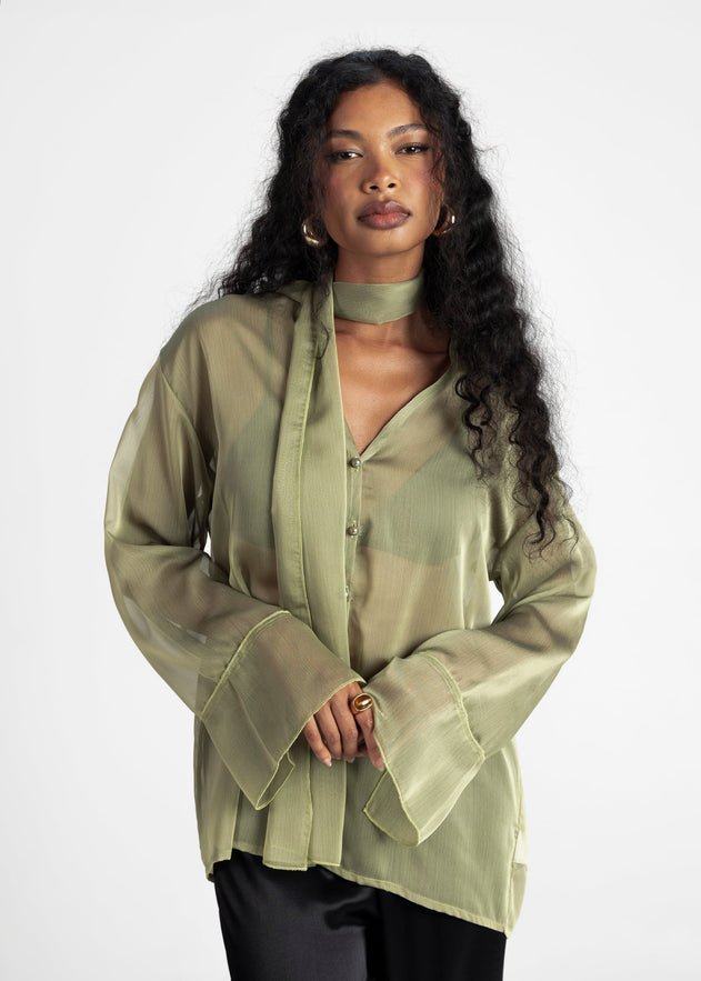 Haze Sheer Blouse Groen