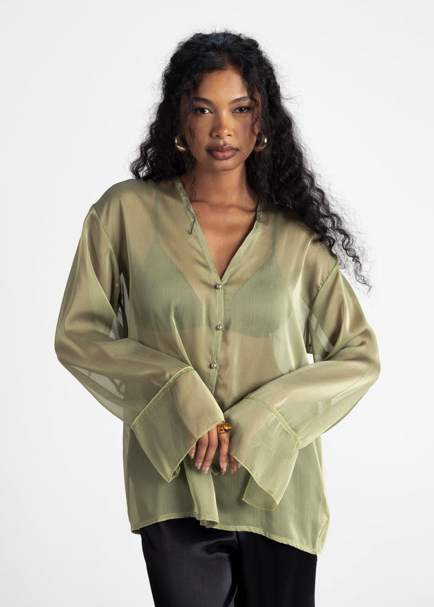 Haze Sheer Blouse Groen