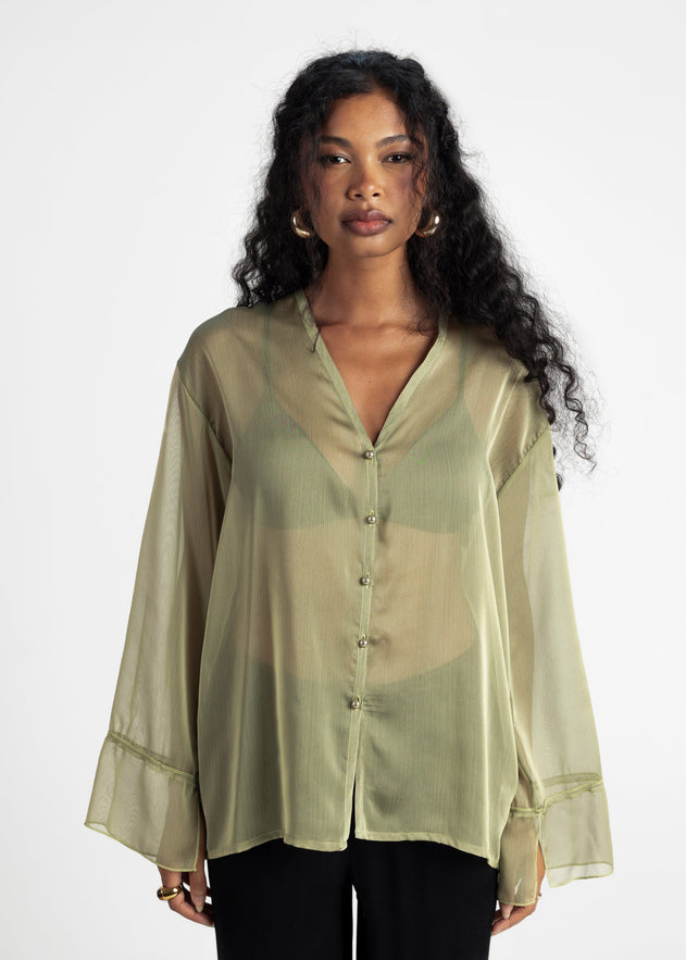 Haze Sheer Blouse Groen