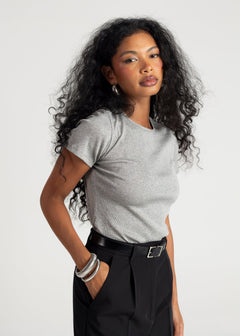 Classic Loose Rib T-shirt Grijs