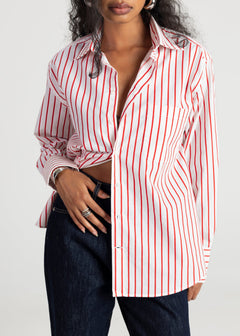 The Boyfriend Shirt Red & White Stripes