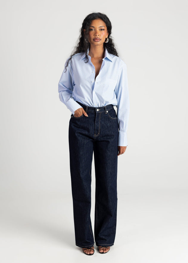 The Boyfriend Oversized Shirt Blue & White Stripes