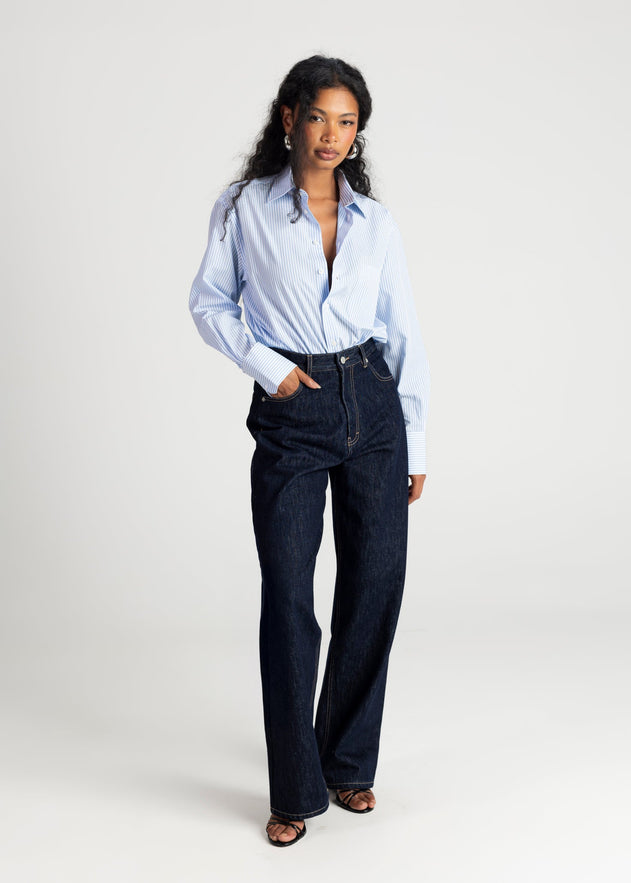 The Boyfriend Oversized Shirt Blue & White Stripes