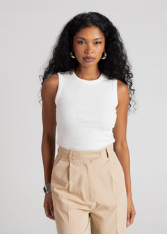 Kurt High-Neck Tank Top White