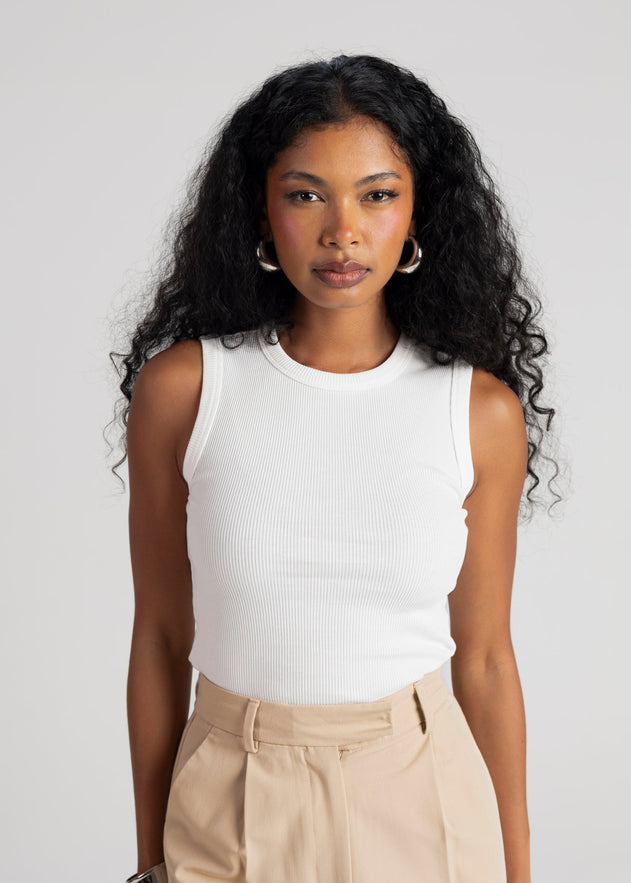 Kurt High-Neck Tank Top White