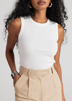 Kurt High-Neck Tank Top White