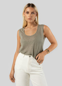 Linen Tank Top Green