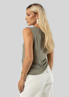 Linen Tank Top Green