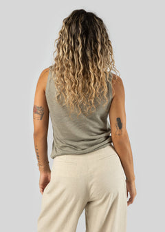 Sleeveless Linen Top Green