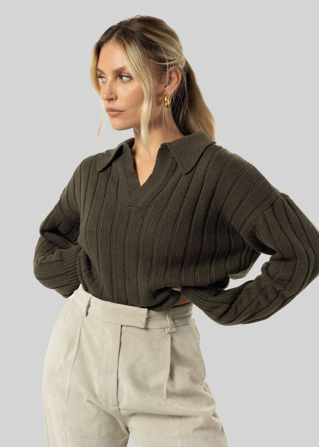 Henry Wool Cashmere Sweater Olive Green