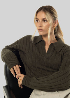 Henry Wool Cashmere Sweater Olive Green