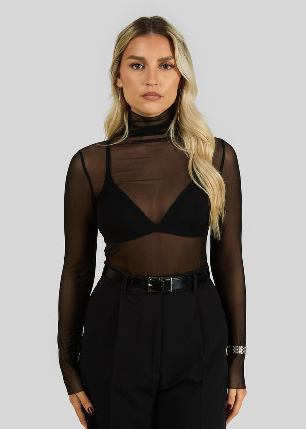 Petrus See-Through Turtleneck Sweater Black