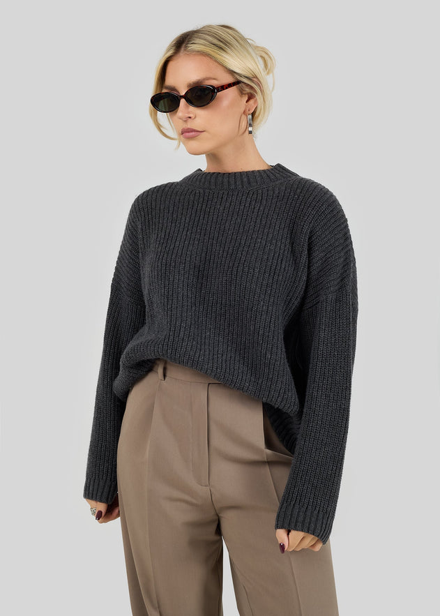 Essential Wool Sweater Dark Grey