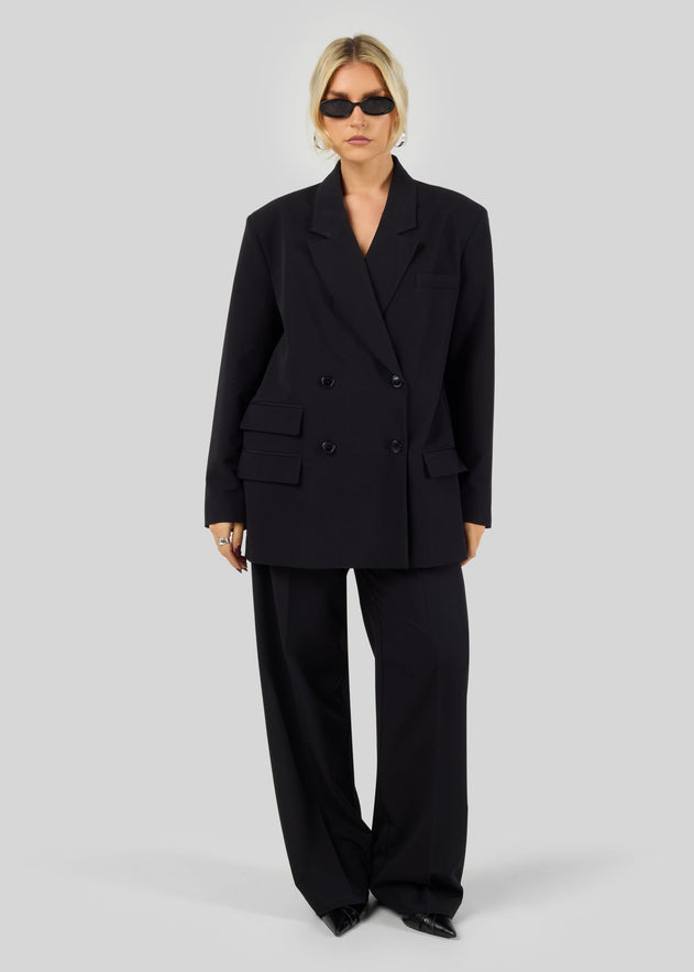 Jagger Double-Breasted Blazer Zwart