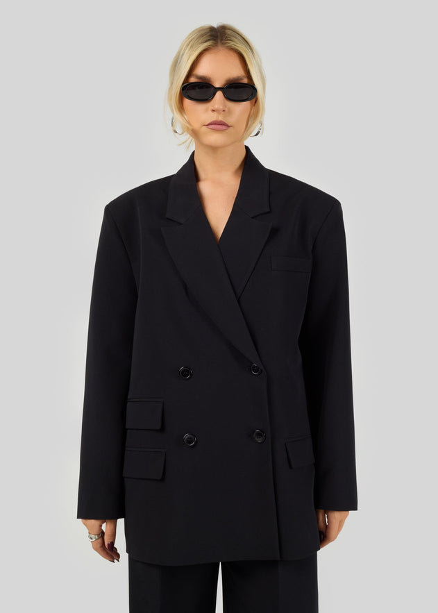 Jagger Double-Breasted Blazer Zwart