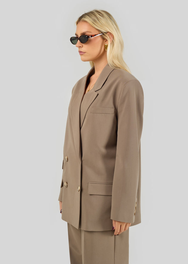 Jagger Double-Breasted Blazer Taupe