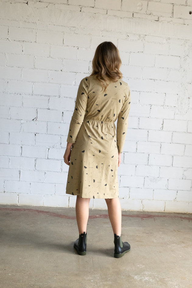 Gemma Crossover Dress Beige Sidereal Rain