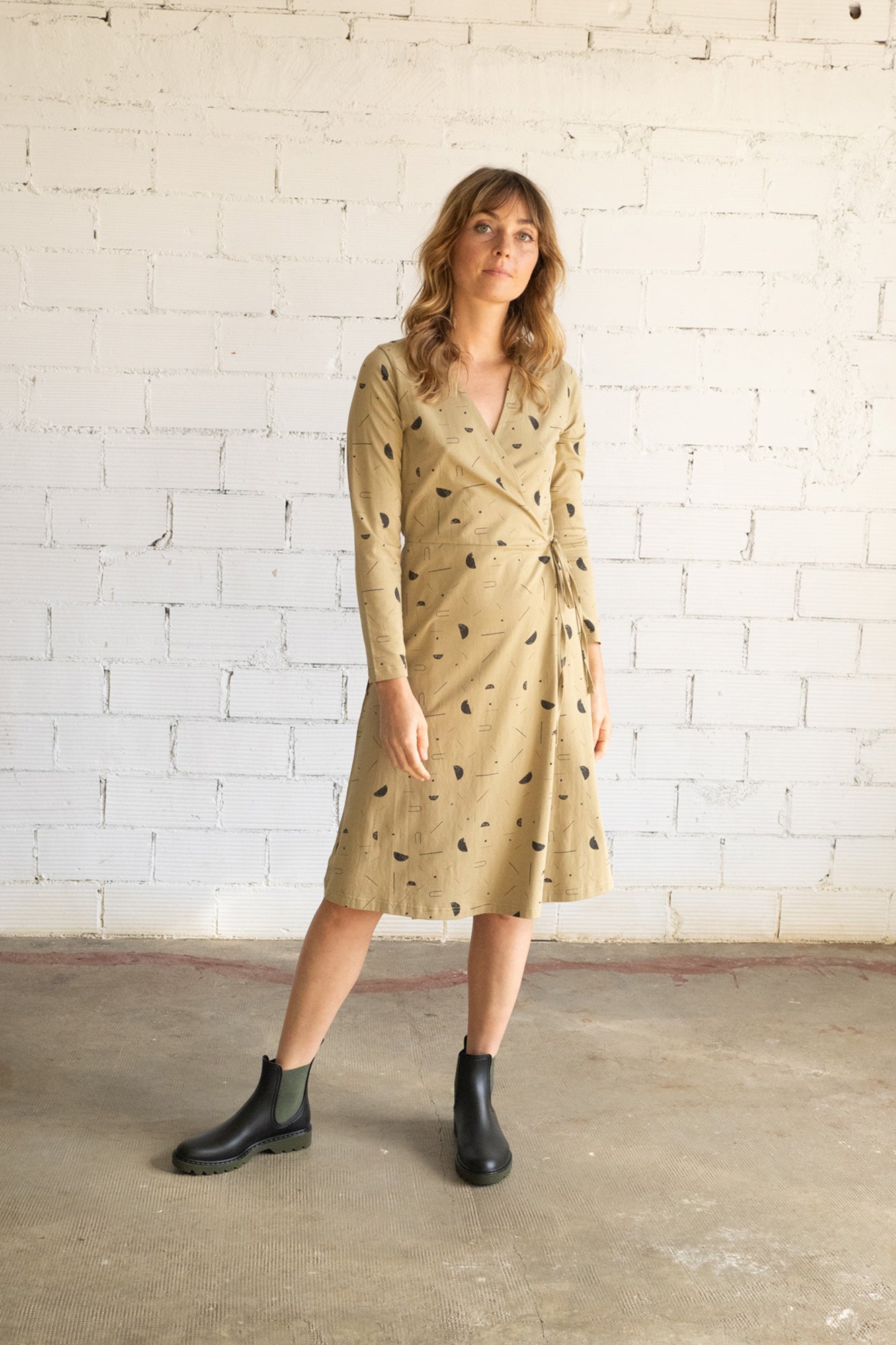 Gemma Crossover Dress Beige Sidereal Rain