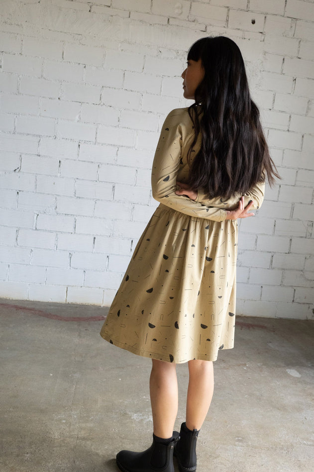 Giorgia Katoenen Jurk Beige Sidereal Rain