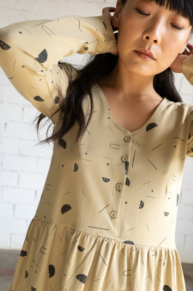 Giorgia Katoenen Jurk Beige Sidereal Rain