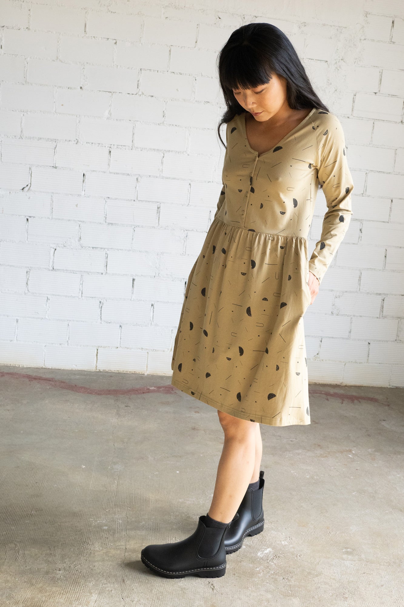 Giorgia Katoenen Jurk Beige Sidereal Rain