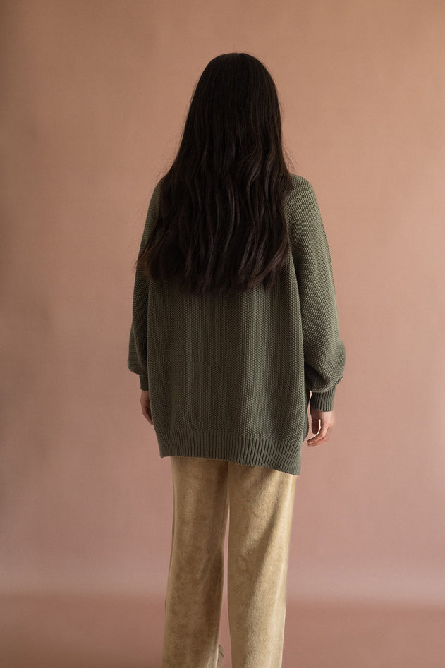 Giola Long Cardigan Boreal Green